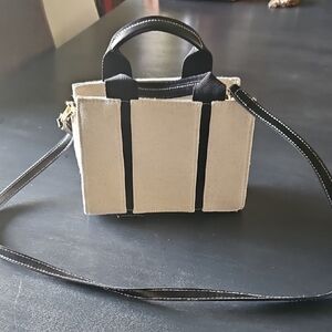 Zara Black and Cream Crossbody Bag